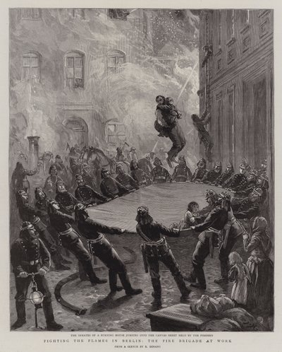 Fighting the Flames in Berlin, Fire Brigade at Work (gravyr) av English School