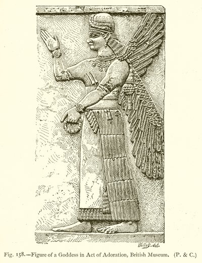 Figur av en gudinna i akt av tillbedjan, British Museum av English School