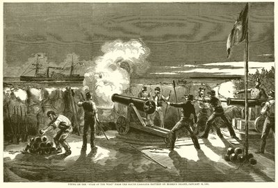 Skjutning på Star of the West från South Carolina Battery på Morriss Island, 10 januari 1861 av English School
