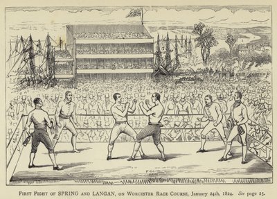 First Fight of Spring och Langan, på Worcester Race Course, 24 januari 1824 av English School