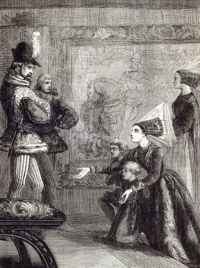 Första mötet mellan Edward IV och Lady Elizabeth Gray, illustration från "Cassell