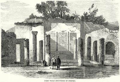 Första murarna upptäckta i Pompeji (gravyr) av English School