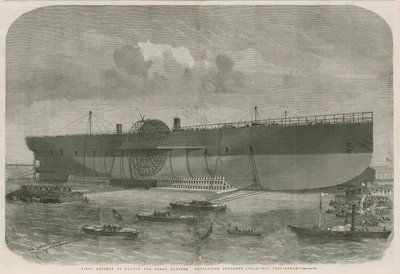 Första försöket att sjösätta Great Eastern Navigation-företagens ångfartyg Leviathan av English School