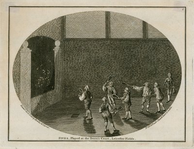 Femmor, spelade på tennisbanan, Leicester Fields av English School