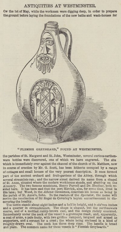 "Flemish Greybeard," hittat i Westminster (gravyr) av English School