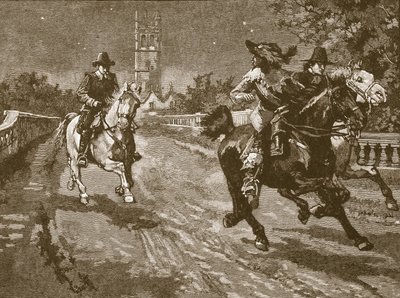 Flight of Charles från Oxford, illustration från Cassells Illustrated History of England (sepiafoto) av English School