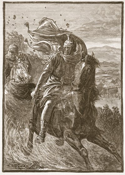 Pompejus flyg från slagfältet i Pharsalia av English School