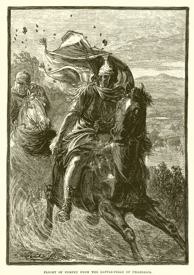 Pompejus flyg från slagfältet i Pharsalia av English School