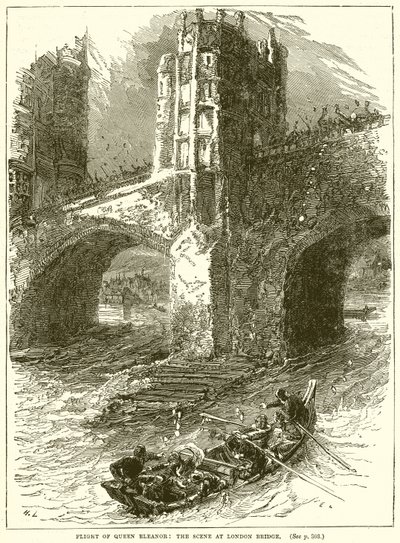 Flight of Queen Eleanor: Scenen vid London Bridge av English School