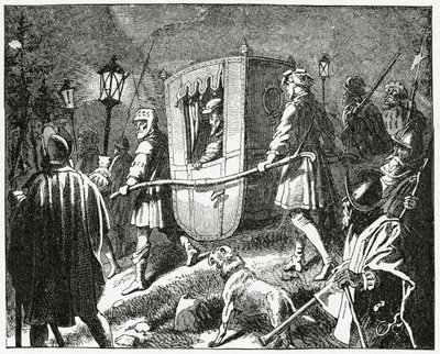 Kejsar Karl Vs flygning 1552 från de protestantiska lutherska styrkorna ledda av kurfursten Maurice av Sachsen, 1882 av English School