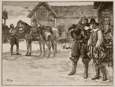 Flight of the lady Arabella Stuart, illustration från Cassells Illustrated History of England (sepiafoto) av English School