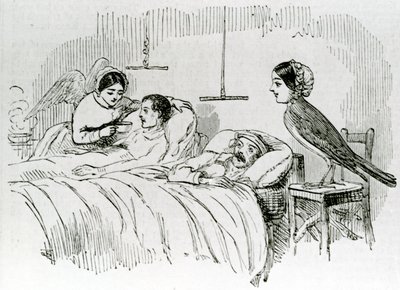 Florence Nightingale och en av hennes tjänande änglar på Krim av English School