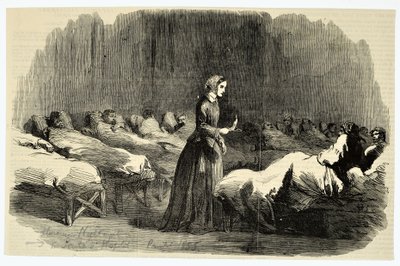 Florence Nightingale på Barrack Hospital, Scutari, 1855 av English School