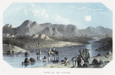 Fords of the Kishon (färgad gravyr) av English School