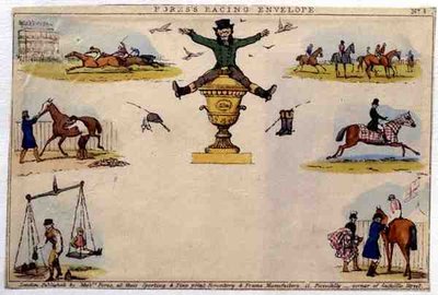 Fores Racing Envelope, pub. av Mrs Fores, c.1840 (färgad gravyr) av English School