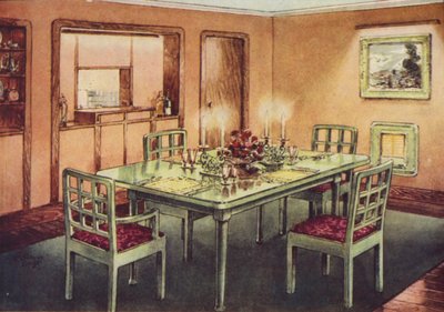 Formell matsal (färg litho) av English School