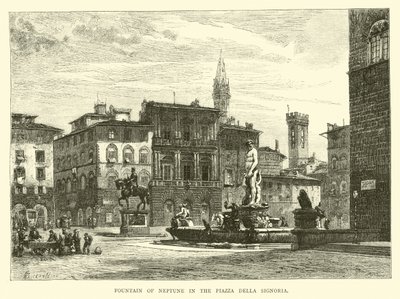Neptunus fontän på Piazza della Signoria av English School