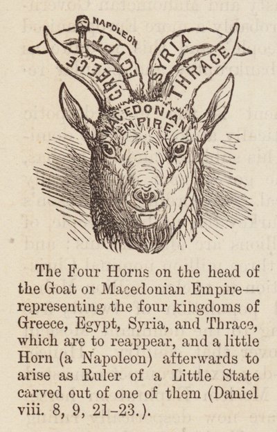 Vier Hörner auf dem Kopf der Ziege (Gravur) von English School