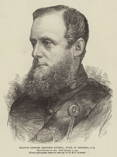 Francis Charles Hastings Russell, hertig av Bedford, KG (gravyr) av English School