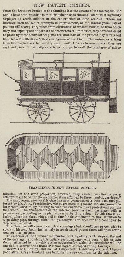 Franklinskys nya patentomnibus (gravyr) av English School