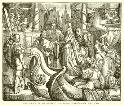 Fredrik II välkomnar sin brud Isabella av England av English School