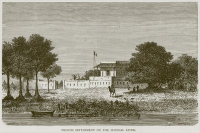 Fransk bosättning vid Senegalfloden, illustration från Illustrerade resor, c.1880 av English School