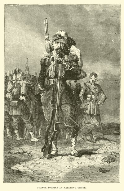 Fransk soldat i marschordning av English School