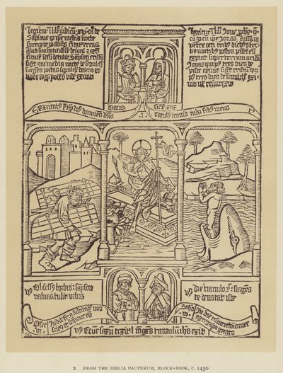 Från Biblia pauperum, Block-Book, c 1450 (litho) av English School