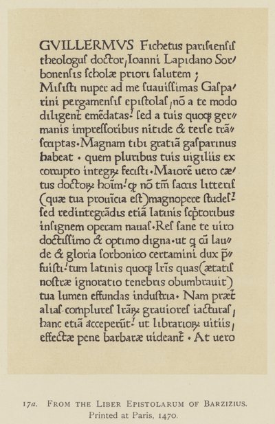Från Barzizius brevbok, tryckt i Paris av English School