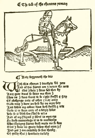 Från den andra upplagan av Chaucers Canterbury Tales tryckt av Caxton av English School