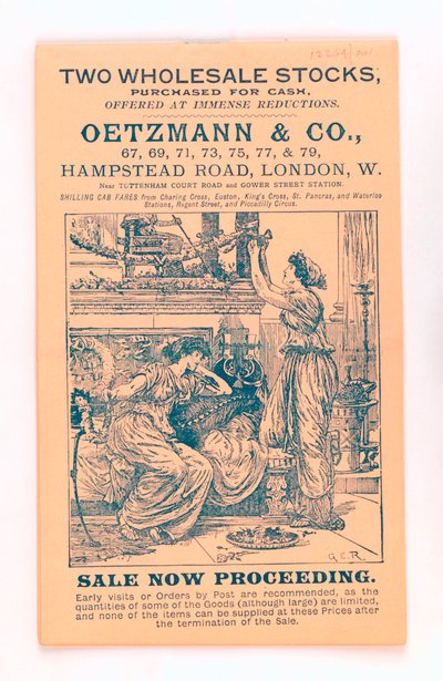 Främre omslag från en Oetzmann & Co.-katalog, ca 1885-90 (tryck) av English School