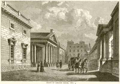 Framsidan av Carlton House, 1820 av English School