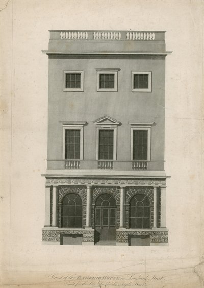 Framsidan av Banking House på Lombard Street, byggt för den sene Sir Charles Asgill, Bart av English School