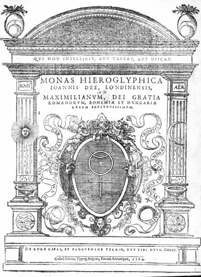 Frontispice från Monas Hieroglyphica av John Dee, publicerad 1564 (tryck) av English School