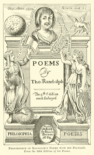 Frontispice av Randolphs dikter med hans porträtt av English School