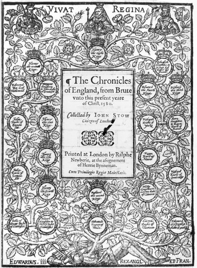 Frontispice of The Chronicles of England av John Stow (ca 1525-1605), 1580 av English School