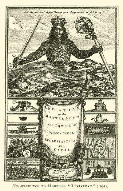 Frontispice till Hobbes Leviathan, 1651 av English School
