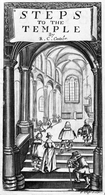 Frontispice to Steps to the Temple av Richard Crashaw, graverad av J. Cross, 1648 av English School