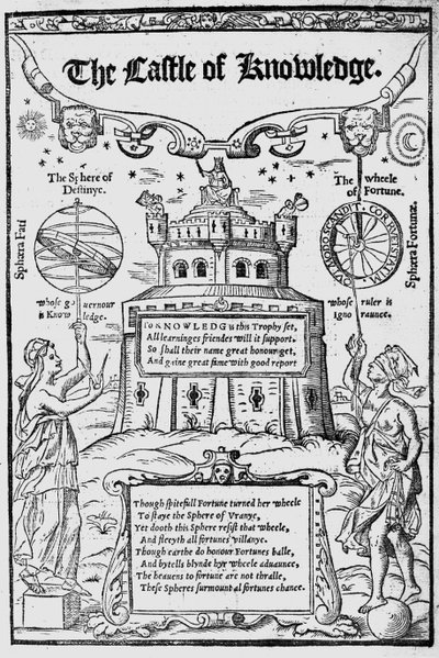Frontispice till The Castle of Knowledge av Robert Recorde, 1556 av English School