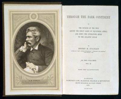 Frontispice to Through the Dark Continent, av Henry M. Stanley, publicerad 1878 av English School