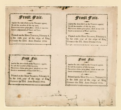 Frostmässa 1814. Souvenirer tryckta på isen av English School