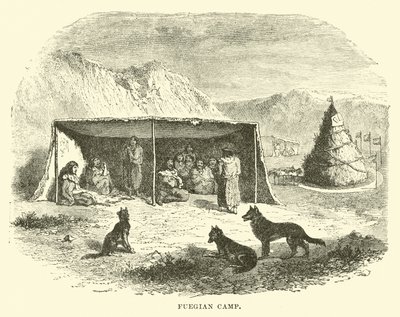 Fuegian Camp, Tierra del Fuego, 1890 av English School