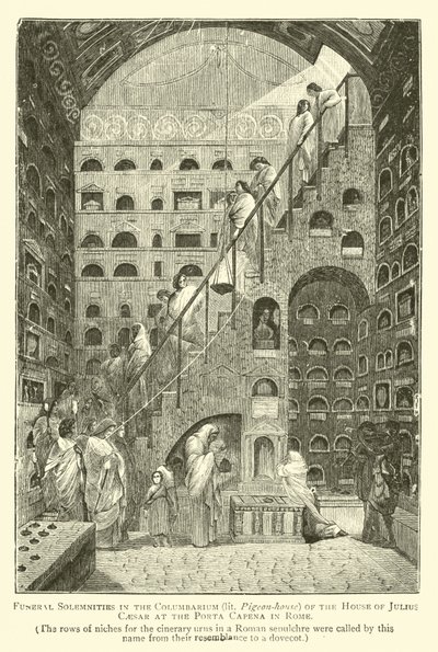 Begravningsfester i Columbarium (upplyst duvhus) i huset Julius Caesar vid Porta Capena i Rom av English School