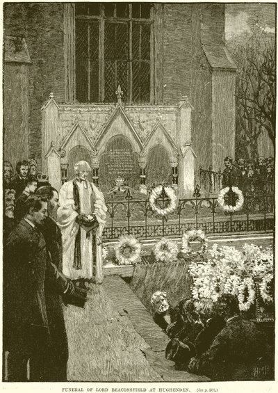 Lord Beaconsfields begravning i Hughenden av English School