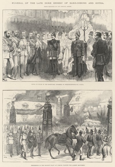 Begravning av framlidne hertig Ernest av Saxe-Coburg och Gotha (gravyr) av English School