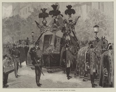 Begravning av avlidne M Ernest Renan i Paris (gravyr) av English School
