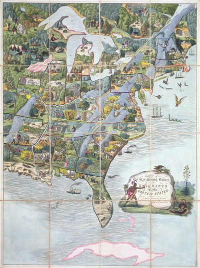 Game of the Star-Spangled Banner eller Emigrants to the United States, brädspel c.1860 av English School