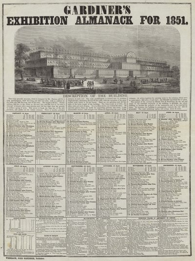 Gardiners utställningsalmanack för 1851 av English School
