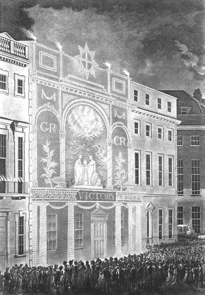 Samling på Portman Square för att se en belysning för freden mellan Storbritannien och Frankrike, 1806 av English School