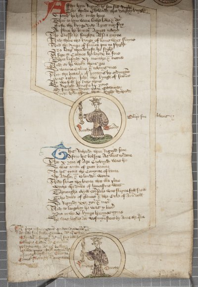 Genealogisk rulle över kungarna av England, ca 1440-79 (penna och bläck på pergament) av English School